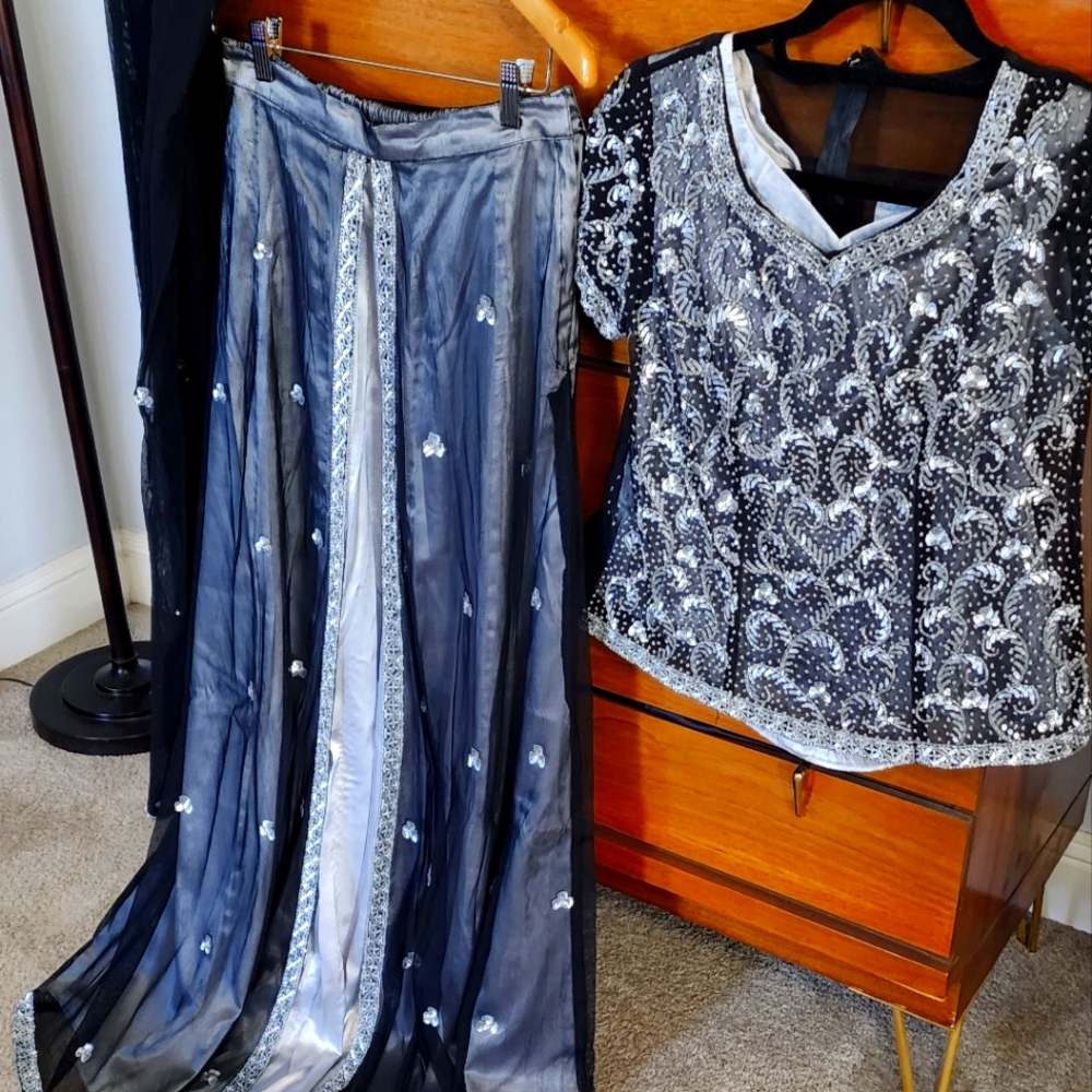 Black and silver kurta